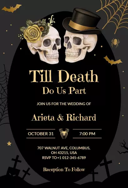 Till Death Halloween Wedding Celebration Invitation Template
