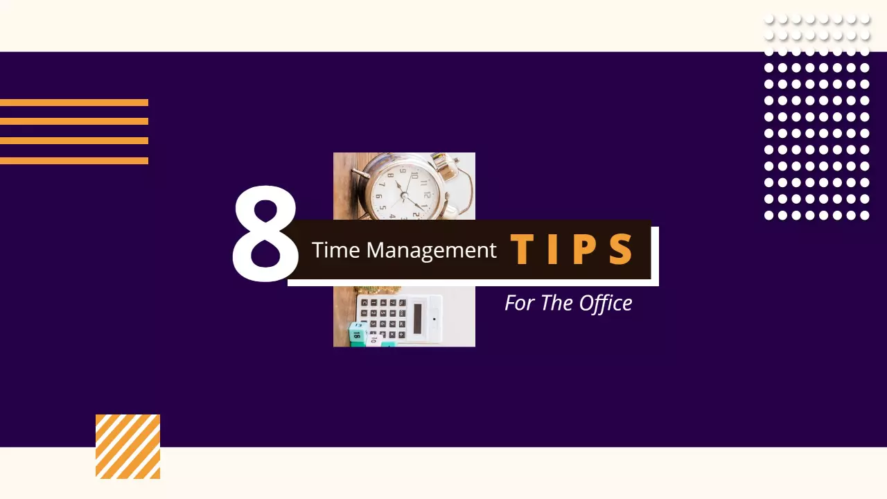 Time Management Tips for the Office on Dark Purple YouTube Banner Template