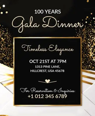 Timeless Elegance Gala Dinner Flyer Template