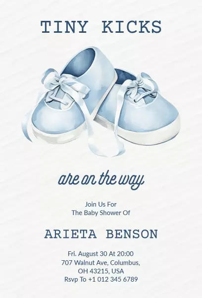 Tiny Kicks Classic Baby Shower Celebration Invitation Template