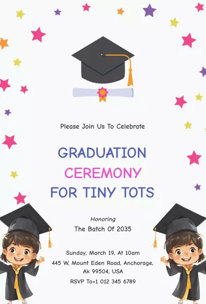 Tiny Tots Graduation Ceremony Celebration Invitation Template