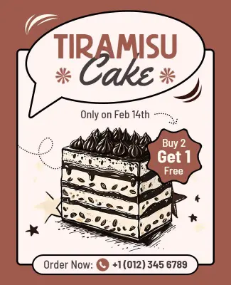Tiramisu Cake Promotional Offer Flyer Template