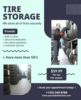 Tire Storage Service Promotional Flyer Template