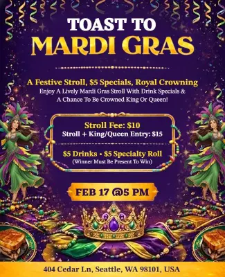 Toast to Mardi Gras Festive Stroll Flyer Template