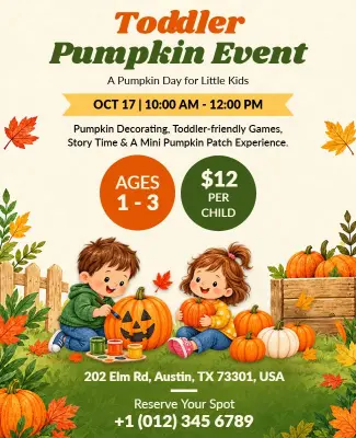 Toddler Pumpkin Decorating Event Flyer Template