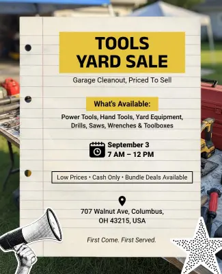 Tool Yard Sale Announcement Flyer Template