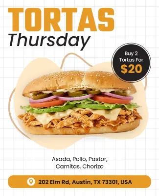 Tortas Thursday Special Offer Poster Template