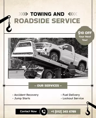 Towing and Roadside Assistance Service Flyer Template