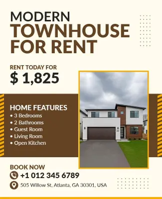 Townhouse Rental Property Promotion Flyer Template