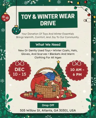Toy and Winter Wear Donation Drive Flyer Template