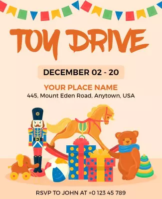 Playful Colorful Toy Drive Charity Event Flyer Template