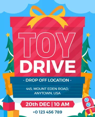 Playful Colorful Toy Drive Donation Event Flyer Template