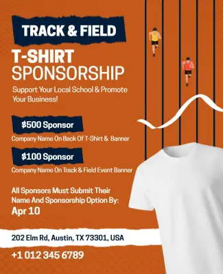 Track and Field T Shirt Sponsorship Flyer Template