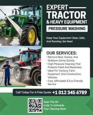 Tractor and Equipment Pressure Washing Cleaning Service Flyer Template
