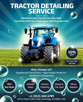 Tractor Detailing Service Promotional Flyer Template
