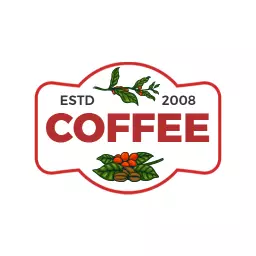 Traditional Coffee Badge Featuring Rich Green Leaves Logo Template