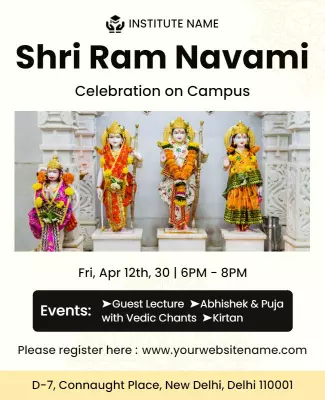 Traditional Colorful Shri Ram Navami Campus Celebration Poster Template