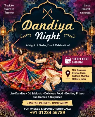 Traditional Dandiya Night Celebration Flyer Template