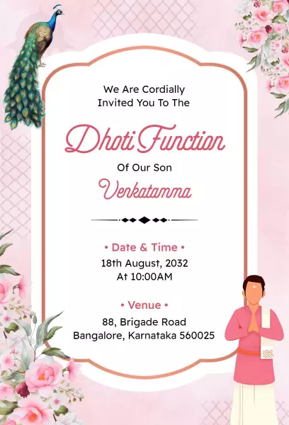 Traditional Dhoti Ceremony Family Gathering Invitation Template