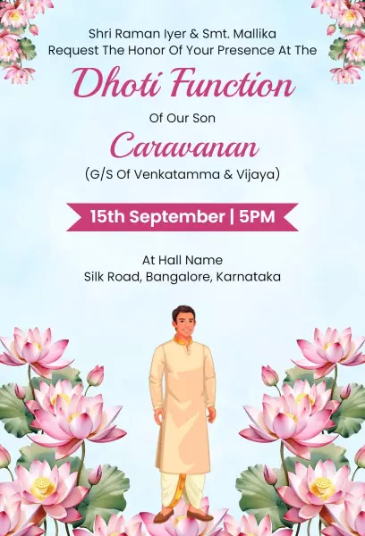 Traditional Dhoti Function Celebration Invitation Template