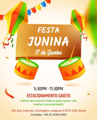 Colorful Festive June Party with Drums and Decorations Flyer Template