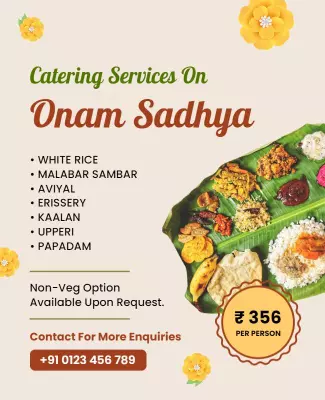 Traditional Festive Onam Sadhya Catering Services Poster Template