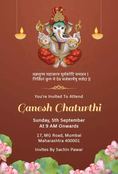 Traditional Ganesh Chaturthi Divine Celebration Invitation Template
