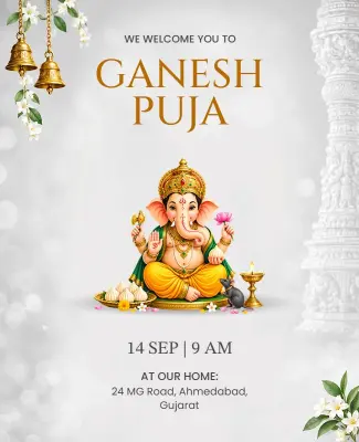 Traditional Ganesh Puja Invitation Poster Template