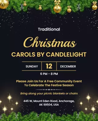 Traditional Gold Christmas Carols by Candlelight Poster Template