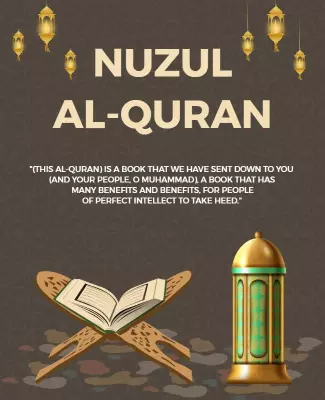 Traditional Gold Islamic Nuzul Al-Quran Celebration Poster Template