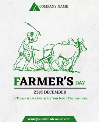 Traditional Green Farmer's Day Celebration Poster Template