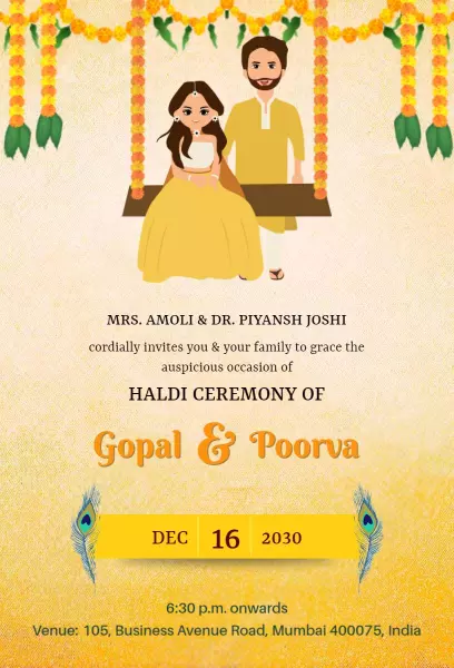 Traditional Haldi Ceremony Celebration Invitation Template