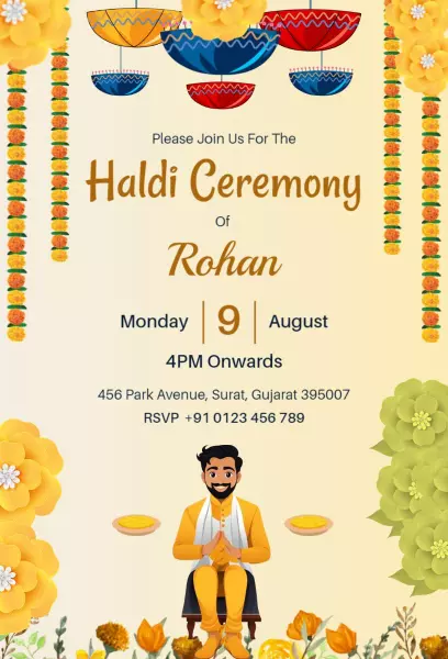 Traditional Haldi Ceremony Colorful Celebration Invitation Template