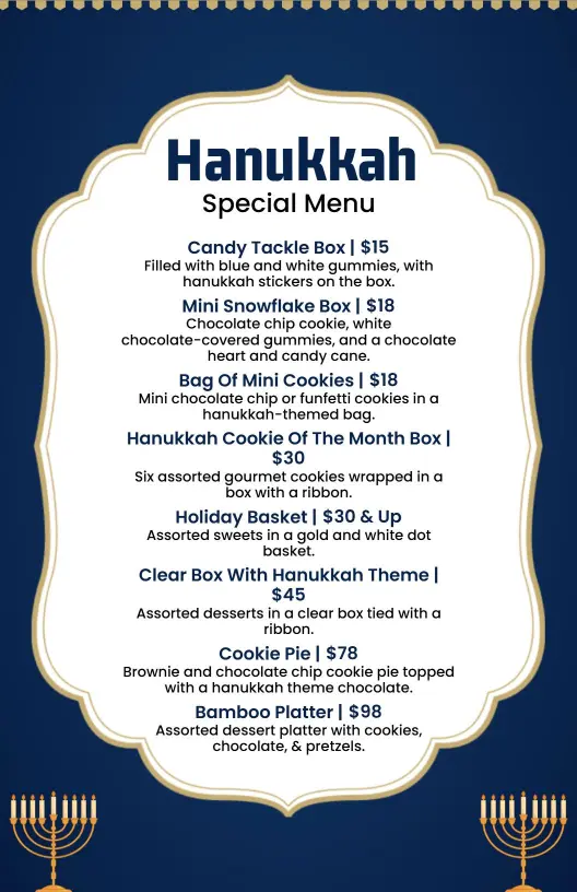 Traditional Hanukkah Special Menu Template