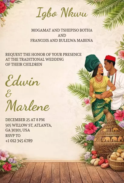 Traditional Igbo Wedding Celebration Invitation Template