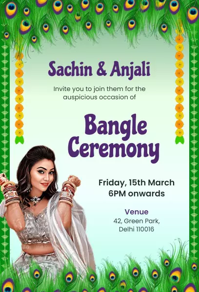 Traditional Indian Bangle Ceremony Celebration Invitation Template