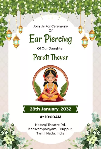Traditional Indian Ear Piercing Celebration Invitation Template