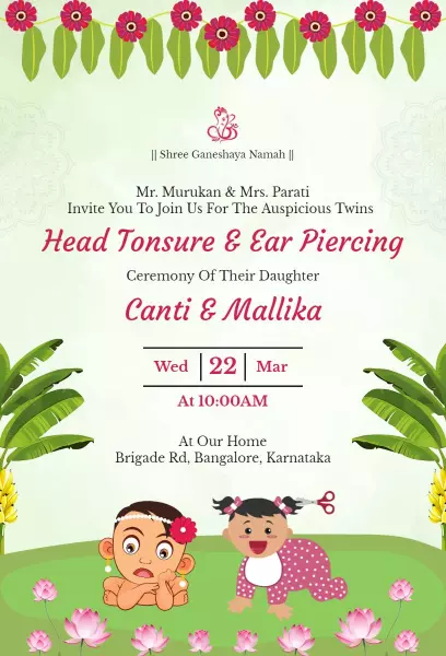 Traditional Indian Mundan Ceremony Invitation Template