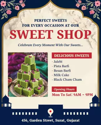 Traditional Indian Sweet Shop Festival Offerings Poster Template
