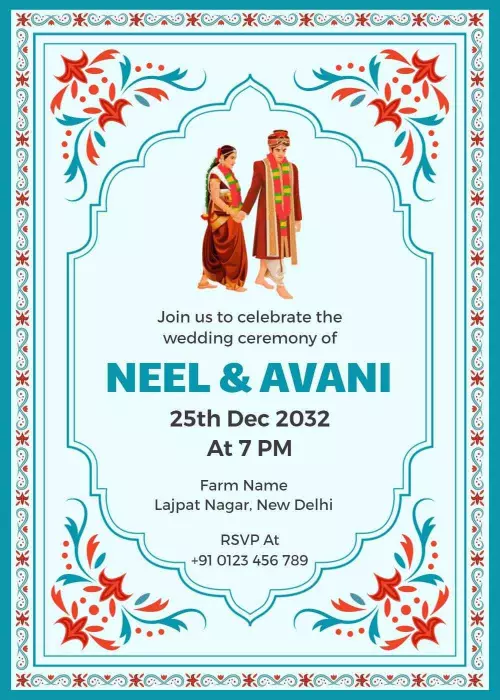Traditional Indian Wedding Celebration Ceremony Invitation Template