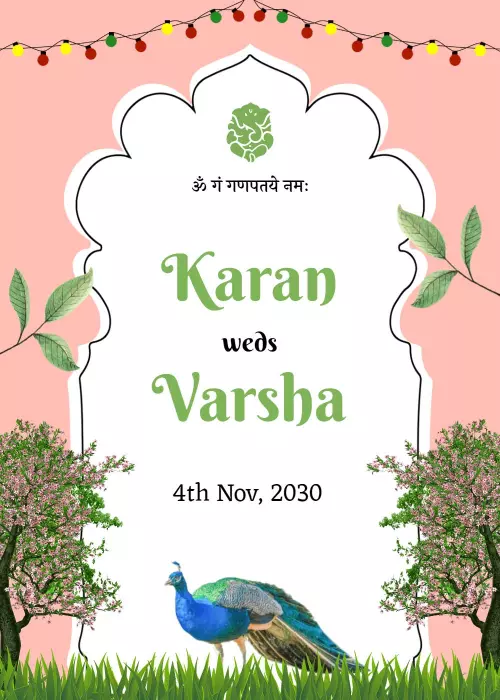 Traditional Indian Wedding Celebration Karan Varsha Invitation Template