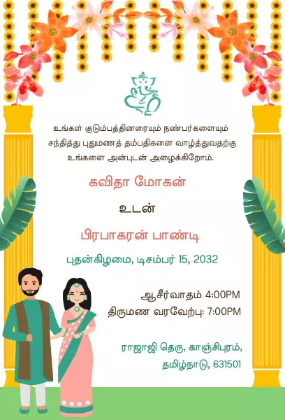 Traditional Indian Wedding Reception Celebration Invitation Template