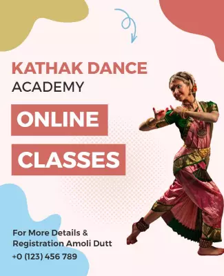 Traditional Kathak Dance Academy Online Classes Poster Template