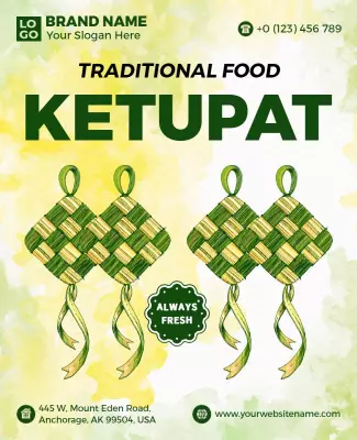 Traditional Ketupat Food Promotion Flyer Template