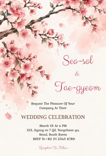 Traditional Korean Wedding Celebration Invitation Template