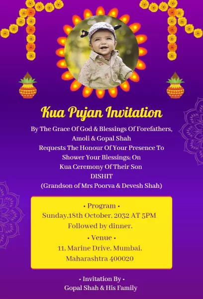 Traditional Kua Pujan Blessing Ceremony Invitation Template