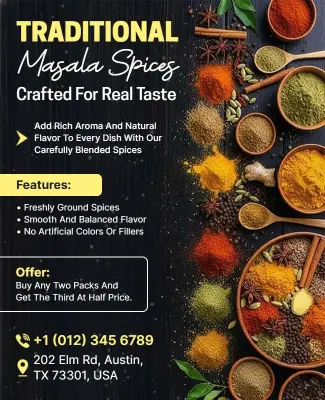 Traditional Masala Spices Promotion Flyer Template