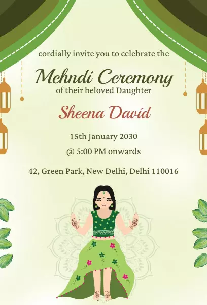 Traditional Mehndi Ceremony Celebration Invitation Template