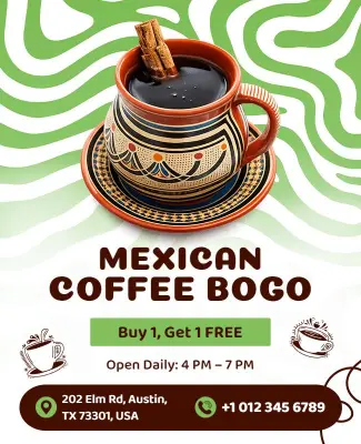 Traditional Mexican Coffee BOGO Flyer Template