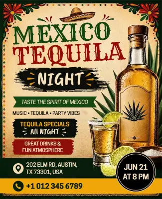 Traditional Mexican Tequila Night Celebration Flyer Template